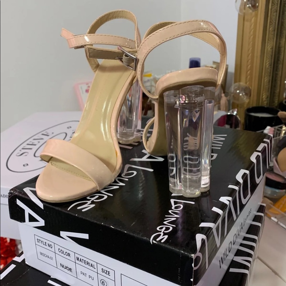 Clear heels nude sandal